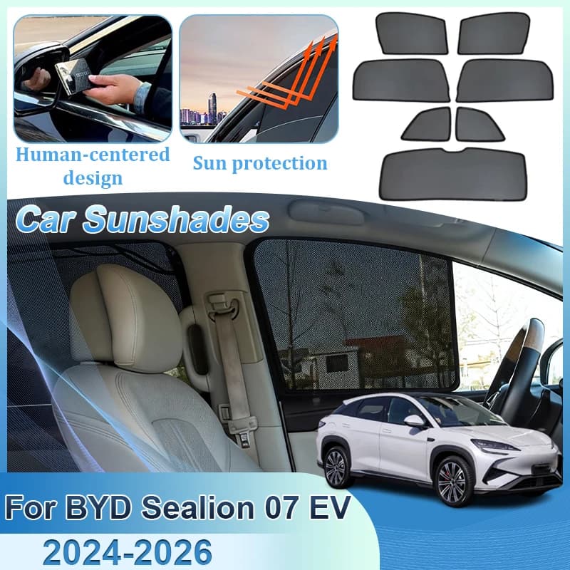 Parasole Magnetico per Finestrini Auto per BYD Sealion 07 EV 2025, Accessori Tenda a Rete per Parabrezza Anteriore e Finestrini Laterali, Protezione Privacy