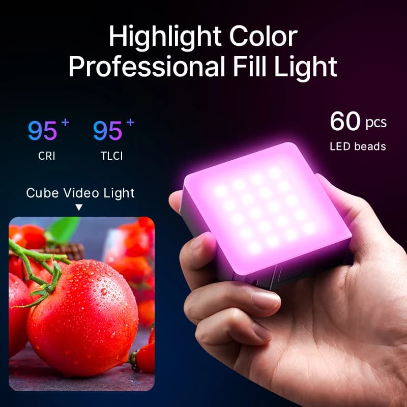 Ulanzi VL49 PRO Luce video 2500K-9000K Luce per fotocamera LED RGB a colori per fotografia con diffusore a nido d'ape