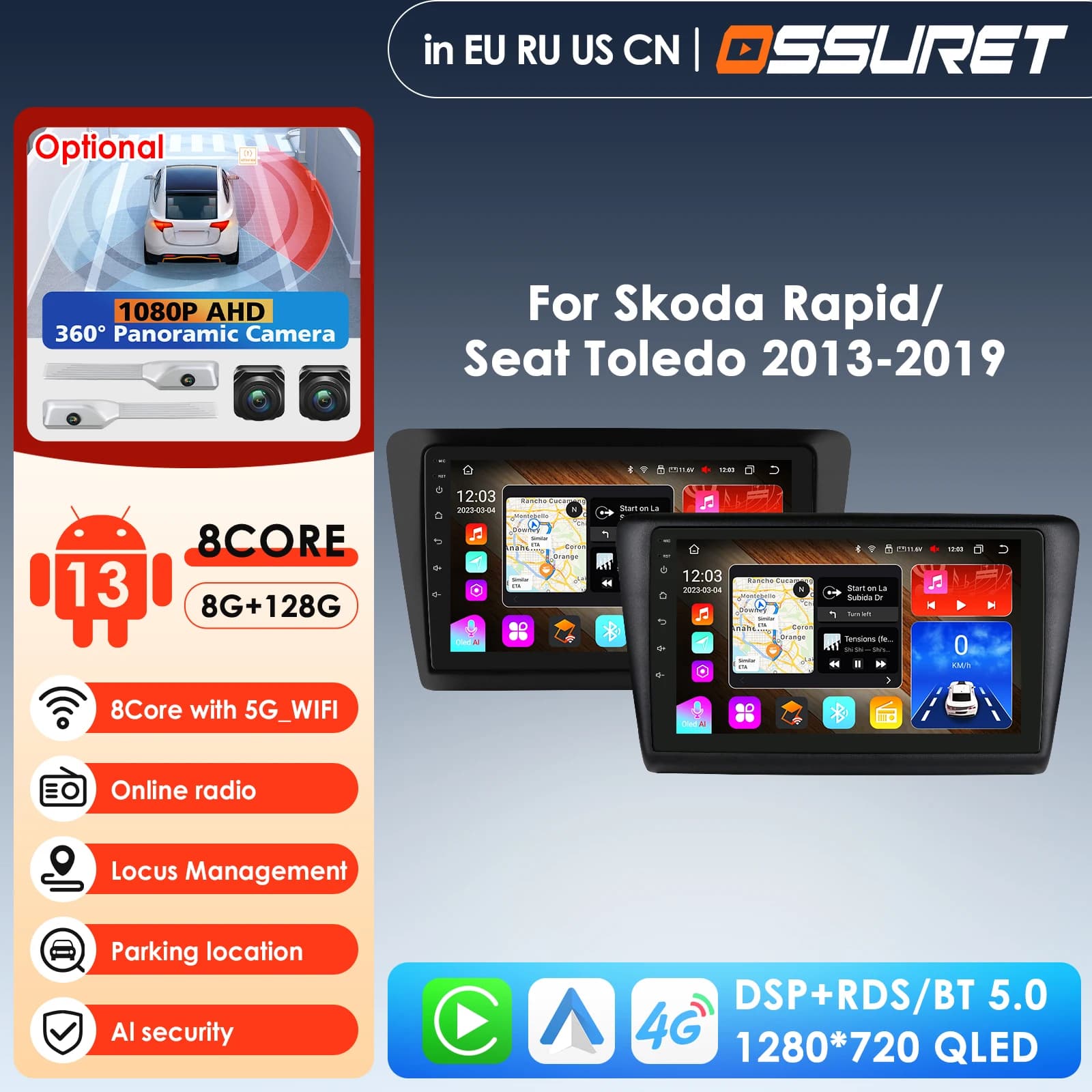 9'' 10.33''AI Intelligent System 2din Android for Skoda Rapid Seat Toledo Car Radio Multimedia Video Player GPS Autoradio Stereo
