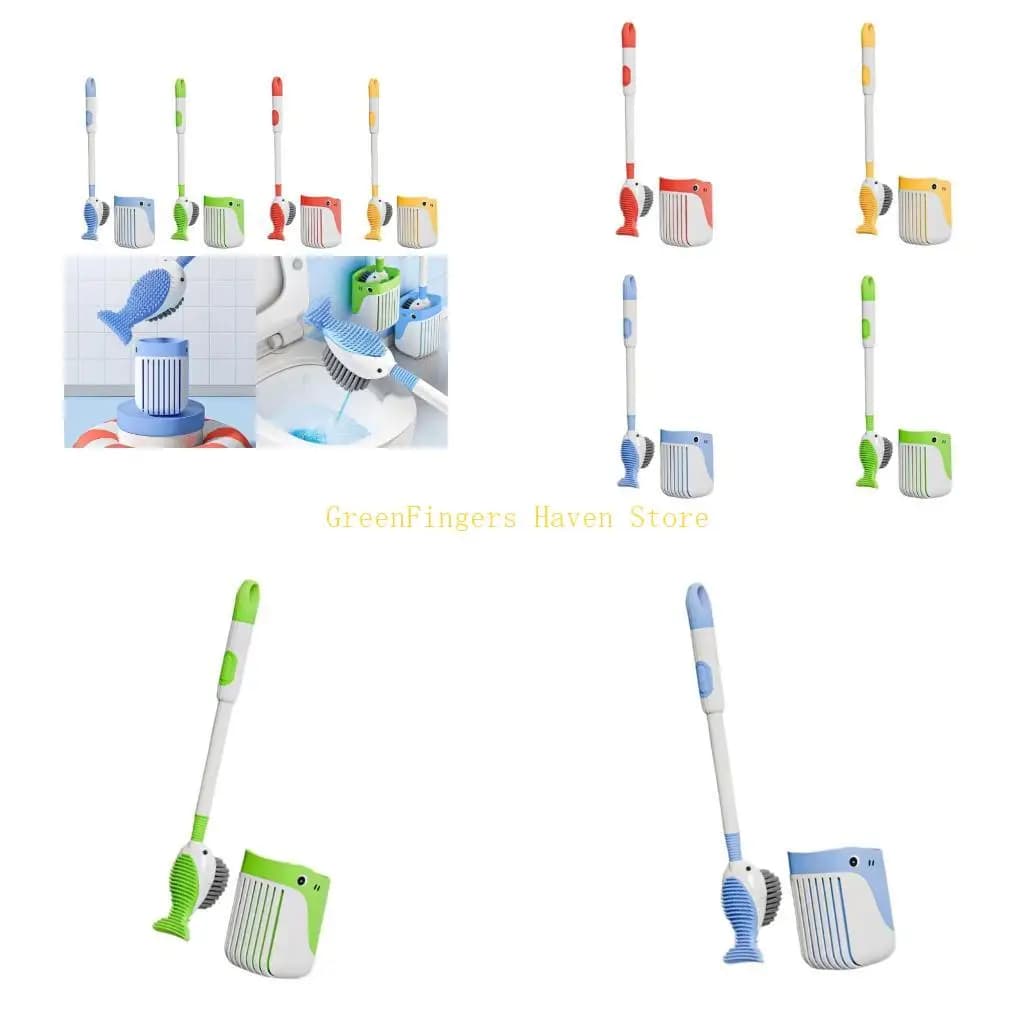 F68D Scopino e supporto per a forma balena per bagno Scopino per con manico lungo Dispenser per strumenti per della