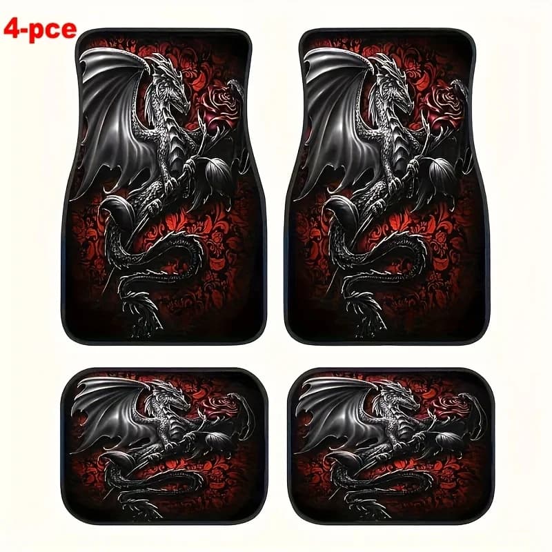 Tappetini per auto Dragon and Rose Poliestere Componenti interni automobilistici facili da pulire adatti ai sedili anteriori e posteriori