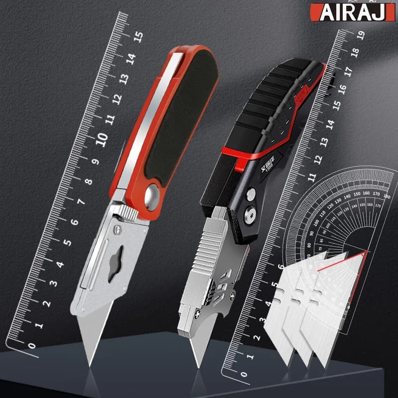 AIRAJ coltello multiuso multifunzionale retrattile taglio affilato taglio in acciaio resistente lama da 18mm taglio carta elettricista professionale