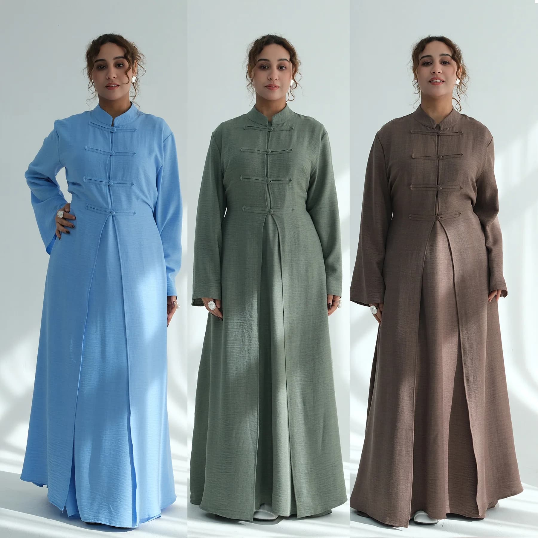Abito Eid Abaya da Donna Set 2 Pezzi Stile Cinese Jalabiya Musulmana Ramadan Dubai Vestidos Largos Festa Araba Tunica Lunga Kaftan 2026