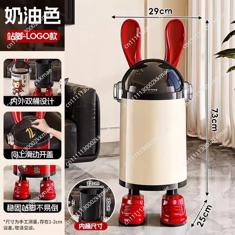 Suitable for Trash Can Accessories, Covered Living Room Bedroom Creative Large-capacity Paper Basket Ornament with Ears