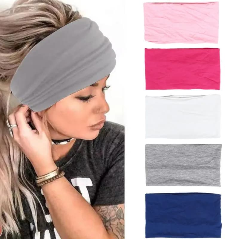 Fasce per capelli da donna in cotone, larghe, per yoga e allenamento, elastici, sportive, turbante, bandana, accessori per capelli