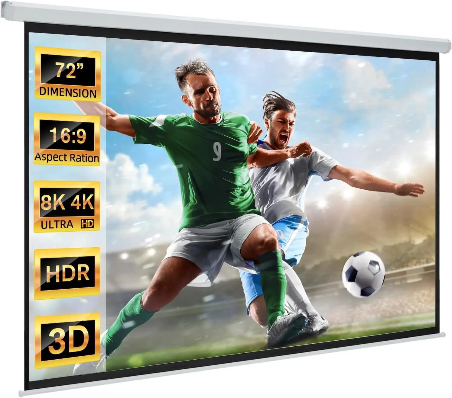 Schermo per Proiettore Motorizzato 72" 16:9, 4K HD Retrattile Elettrico Automatico per Ufficio, Aula, Interni