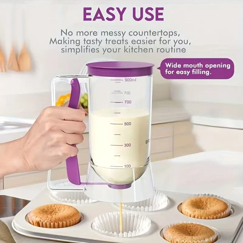 1 Pcs 900ml Upgraded Version Batter Dispenser Hand-held Graduated Funnel Pastry Dough Dispensador for Pancake Cupcakes Cake