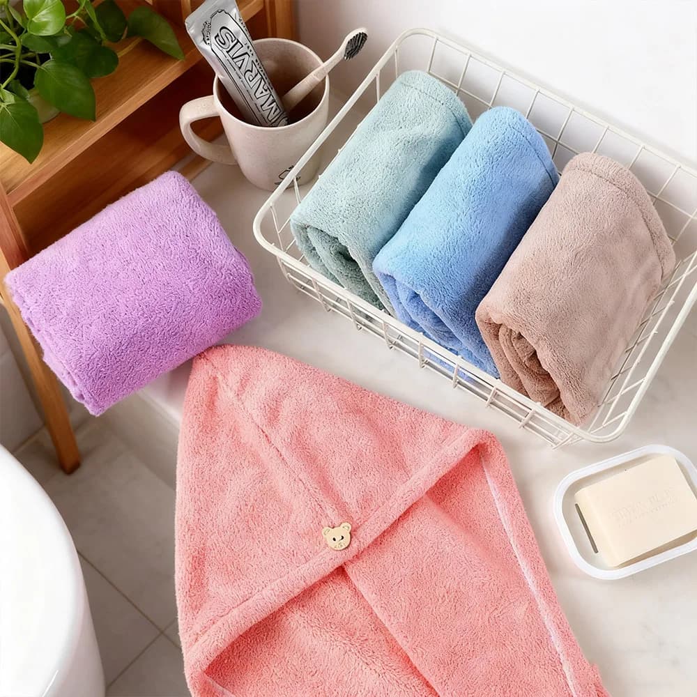 Cappello da donna per capelli ad asciugatura rapida - Cofano avvolgente ispessito in pile corallo, super assorbente e morbido, telo da bagno essenziale