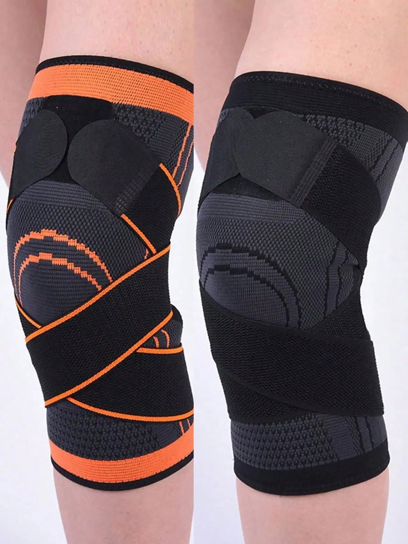 1/2pcs Compression Nylon Strap Knee Pads, Shock Absorption Bandage For Outdoor Hiking, Cycling, Football, Basketball, Running, Breathable Wrap-Around Non-Slip Knee Protector