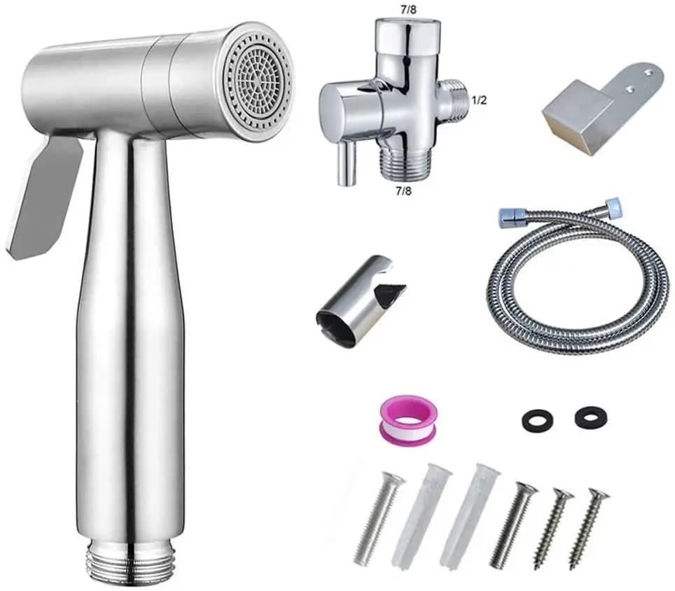 Set di spruzzatori per bidet con spruzzatore per WC, spruzzatore per bidet da bagno portatile in nichel spazzolato