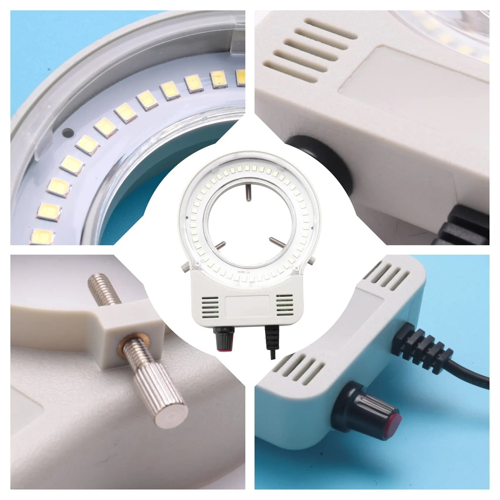 DT748/48 LED Industrial Microscope Camera Light Source Ring Lamp Light Illuminator Lamp Adjustable Brightness USB Interface