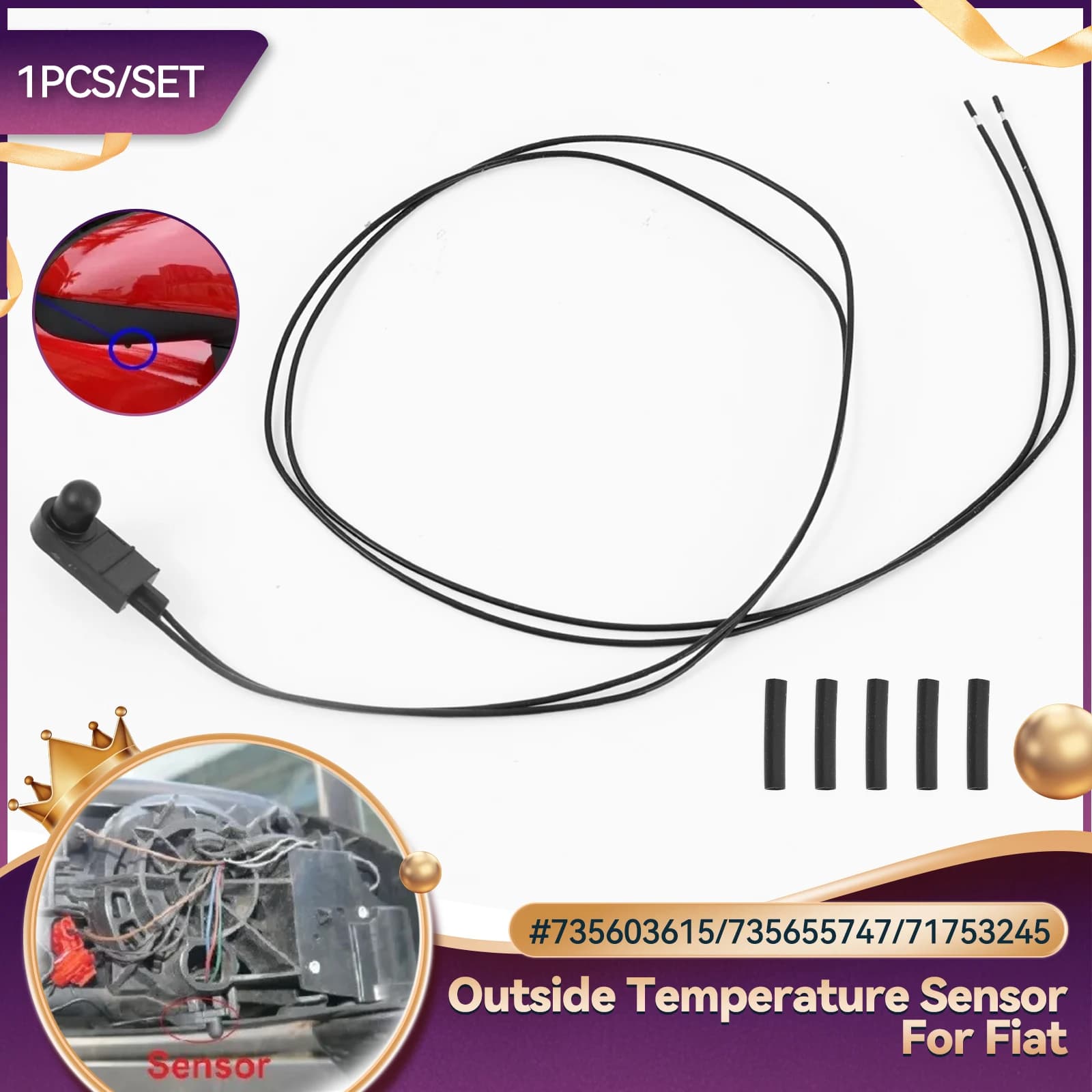 Sensore di temperatura ambiente aria esterna esterna sotto lo specchio della porta adatto per Fiat Grande Punto 500 500X 500L 05-18 71753245