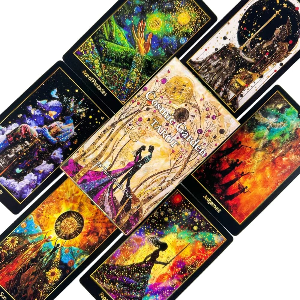 Mazzo di Carte dei Tarocchi Cosmic Garden, Gioco di Divinazione, Carte per Previsioni del Futuro, Gioco da Tavolo per Feste e Famiglia