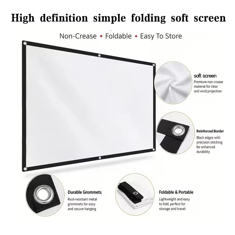 84 100 120Inch Projector Screen Portable Projection Screen16:9,Indoor Movie Screen For Travel Home Theater
