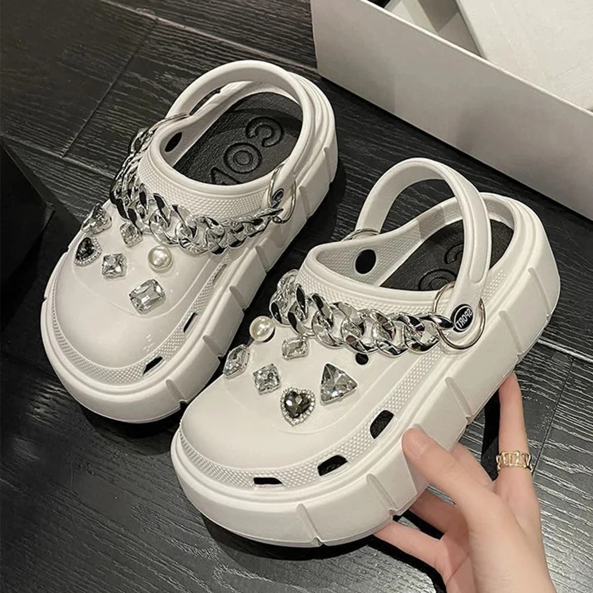 Pantofole con plateau fai-da-te da 6 cm Sandali da donna estivi Zeppe da donna Zoccoli da esterno Scivoli da spiaggia da strada spessi Scarpe da giardino per ragazze