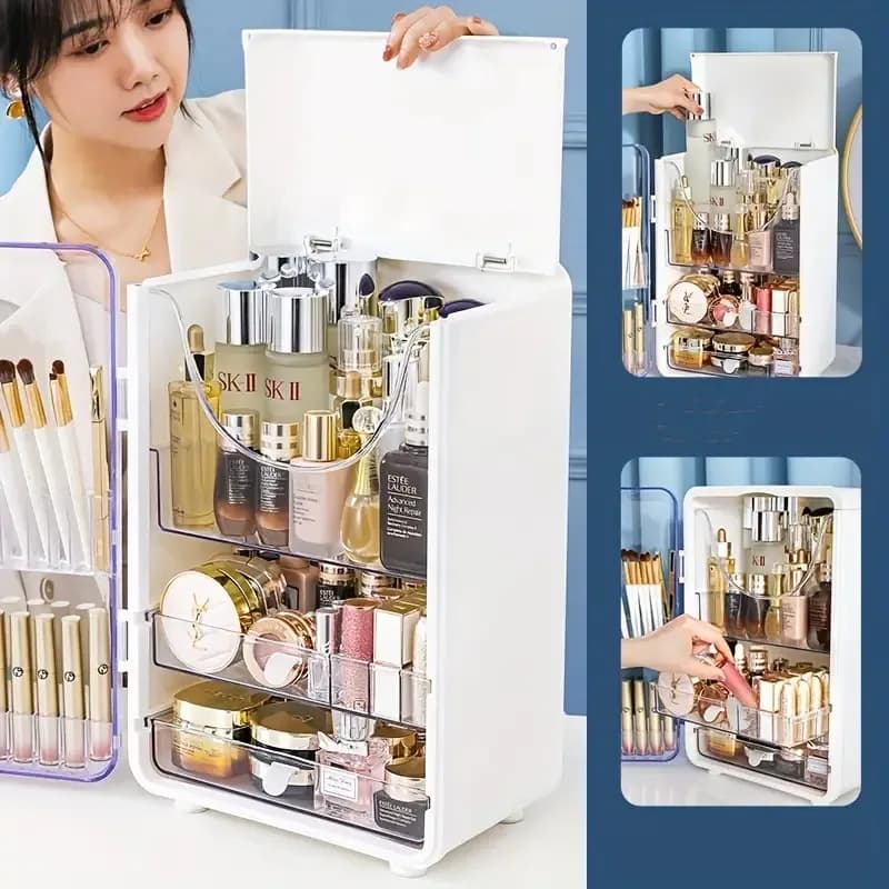 Large Luxury Cosmetic Cosmetic Storage Box, Dustproof, Desktop Capacity, Storage Box, For Home Use, Lipstick, Organizer, Gift for Girlfriend