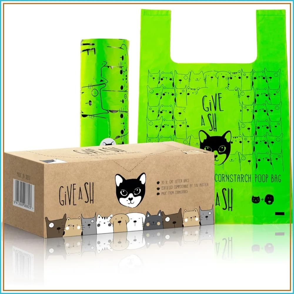 Home Compostable Cat Litter Bags - 30 XL, Cornstarch, Leakproof, NF T51-800