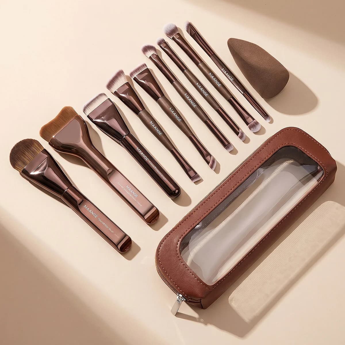 MAANGE 11pcs Makeup Brush Set Foundation Brush Concealer Brush Contour Brush Ultra Thin Foundation Makeup Facial Mask Brush