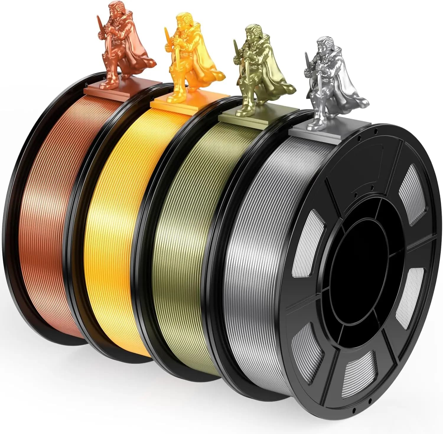 Silk Filament 1,75 mm 4 rolls of 250 g silk/gold silk/silver/silver silk/silver for 3D printer