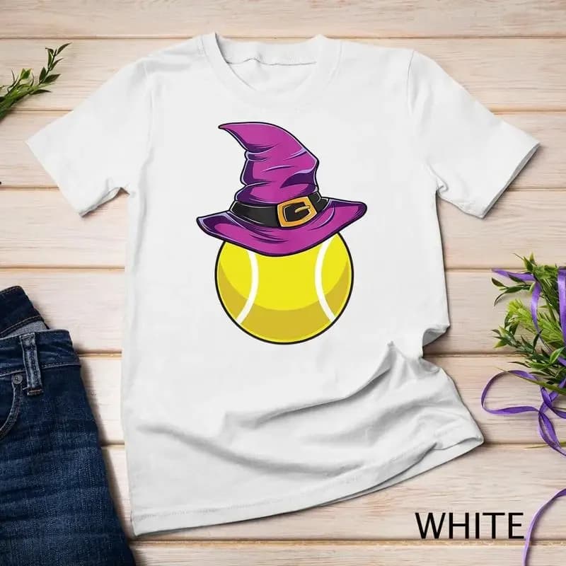 Tennis Ball Witch Hat Funny Halloween Costume Sports Unisex T shirt