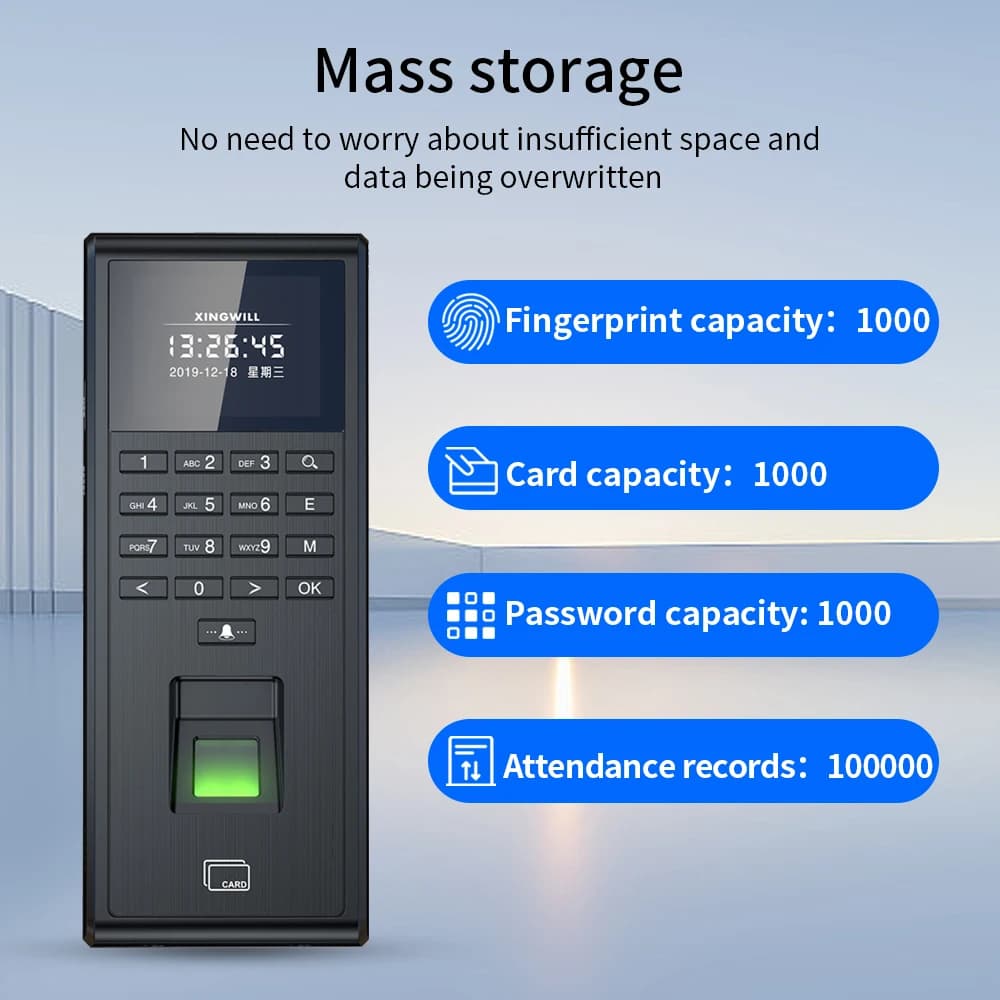 Tuya Wi-Fi Controllo accessi biometrico delle impronte digitali Lettore di schede RFID Registrazione dati USB 125kHz Monitoraggio del tempo dei dipendenti Sistema SmartHome