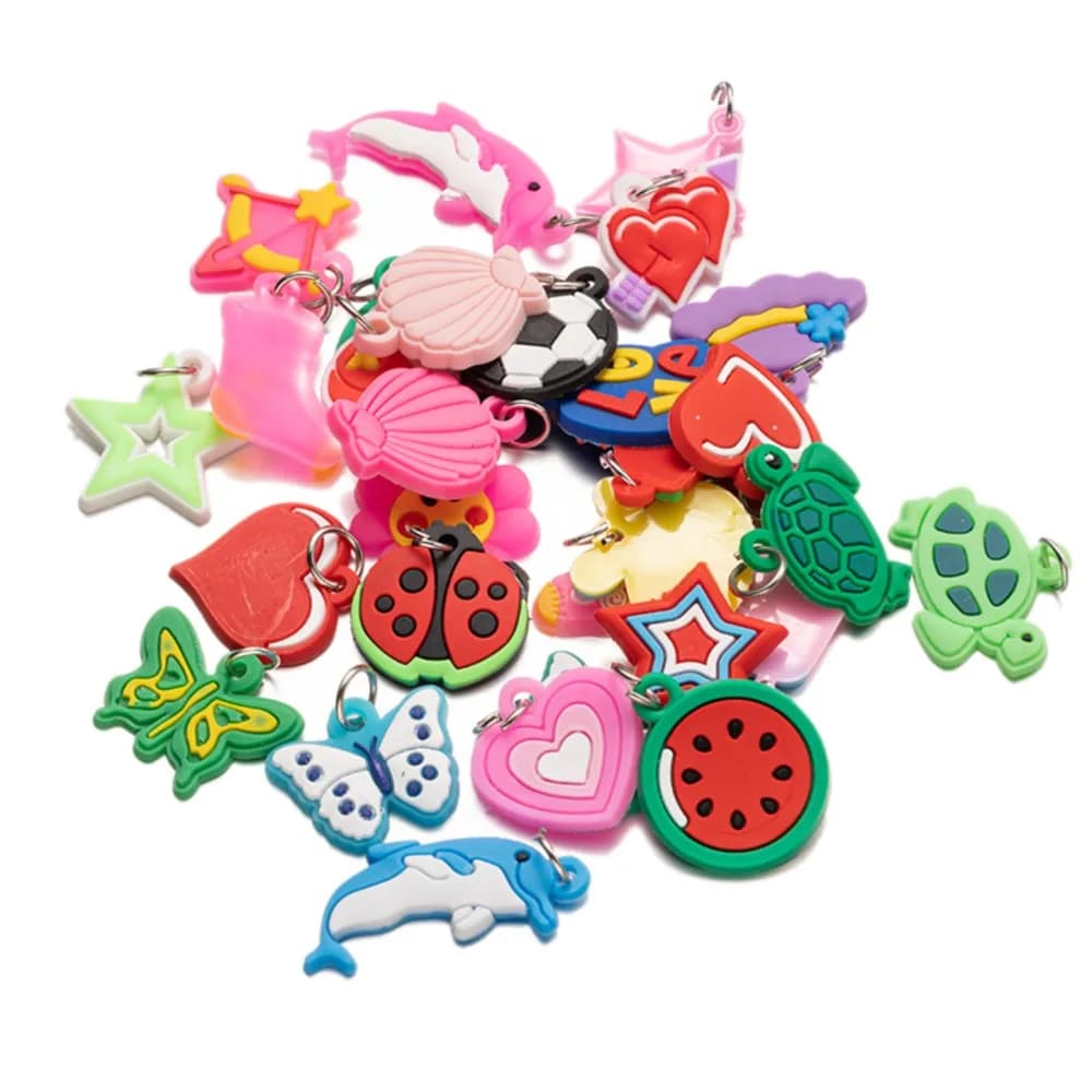10/30/50Pc Colorful Child Bracelet Weaving Animal Flower Loom Rubber Band Bracelet Pendants DIY Handmade Jewelry Making Supplies