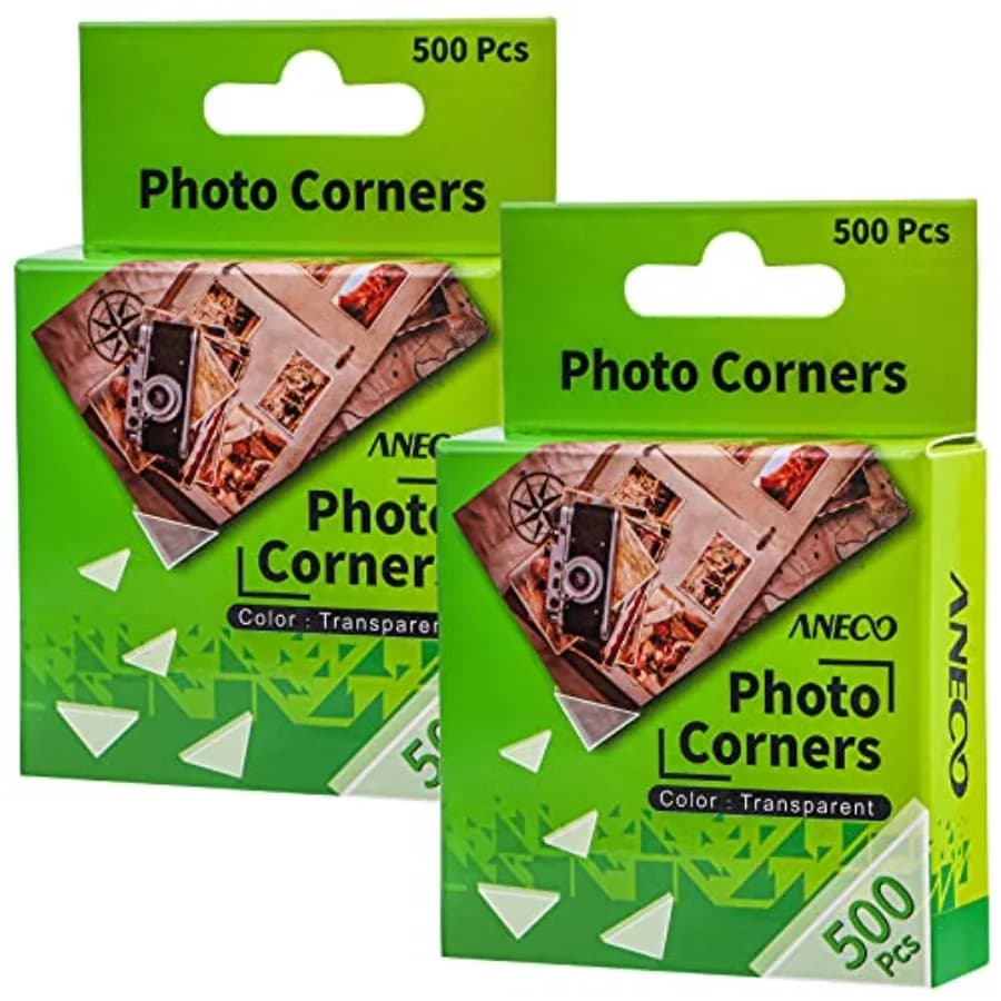 Aneco 2 Pack Transparent Photo Corners Clear Picture Mounting Corner Stickers for DIY Album, Scrapbook, Journal, 500 Pieces/Pac