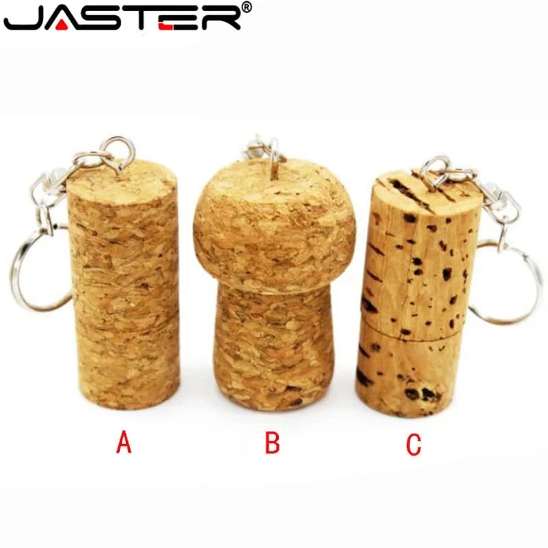 Chiavetta USB JASTER in legno di sughero, pen drive con logo personalizzato gratuito, memory stick in legno morbido, tappo per bottiglia, 64GB 32GB, portachiavi in omaggio.