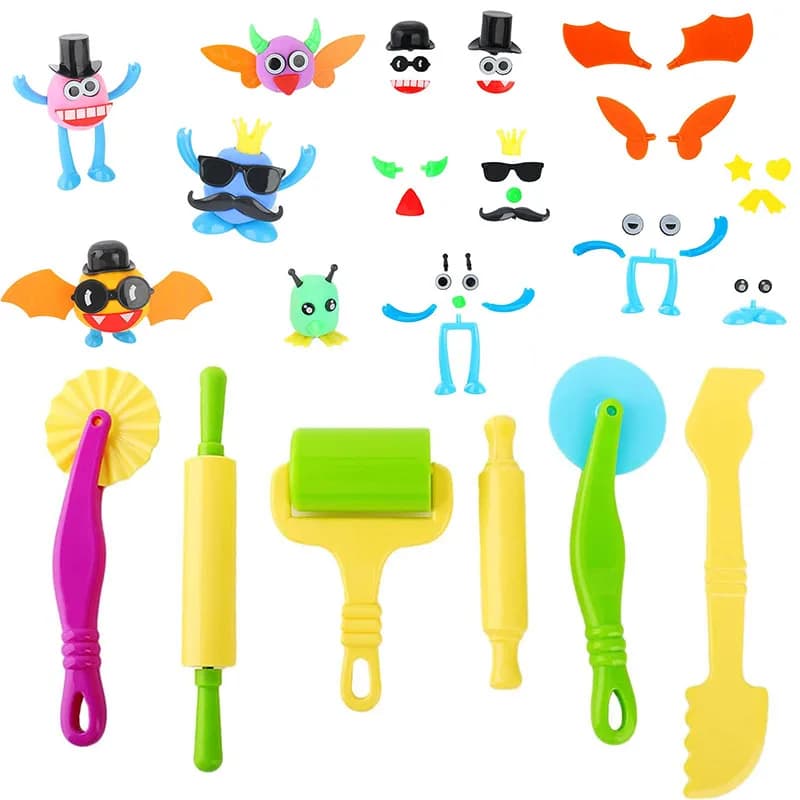 Stampi per pasta da gioco accessori per pasta giocattoli artigianali taglierina cappello a rullo occhi naso modelli in plastica asilo bambini artigianato fai da te