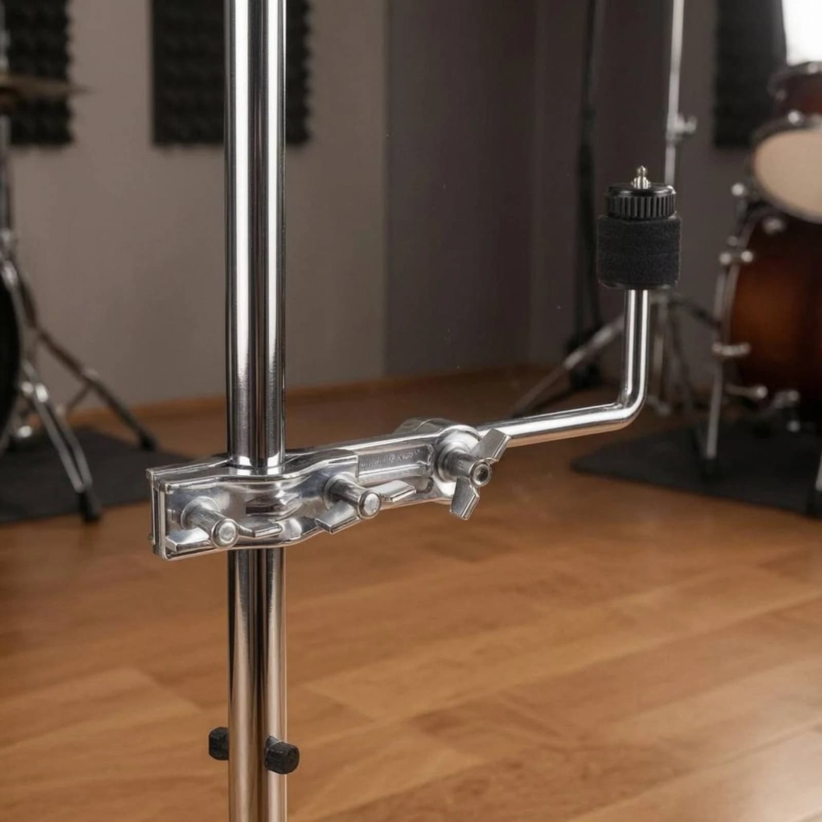 Cymbal Extension Clamp Chrome Finish Cymbal Extension Mount Drum Kit Clamp Arm Padded Contact Metal