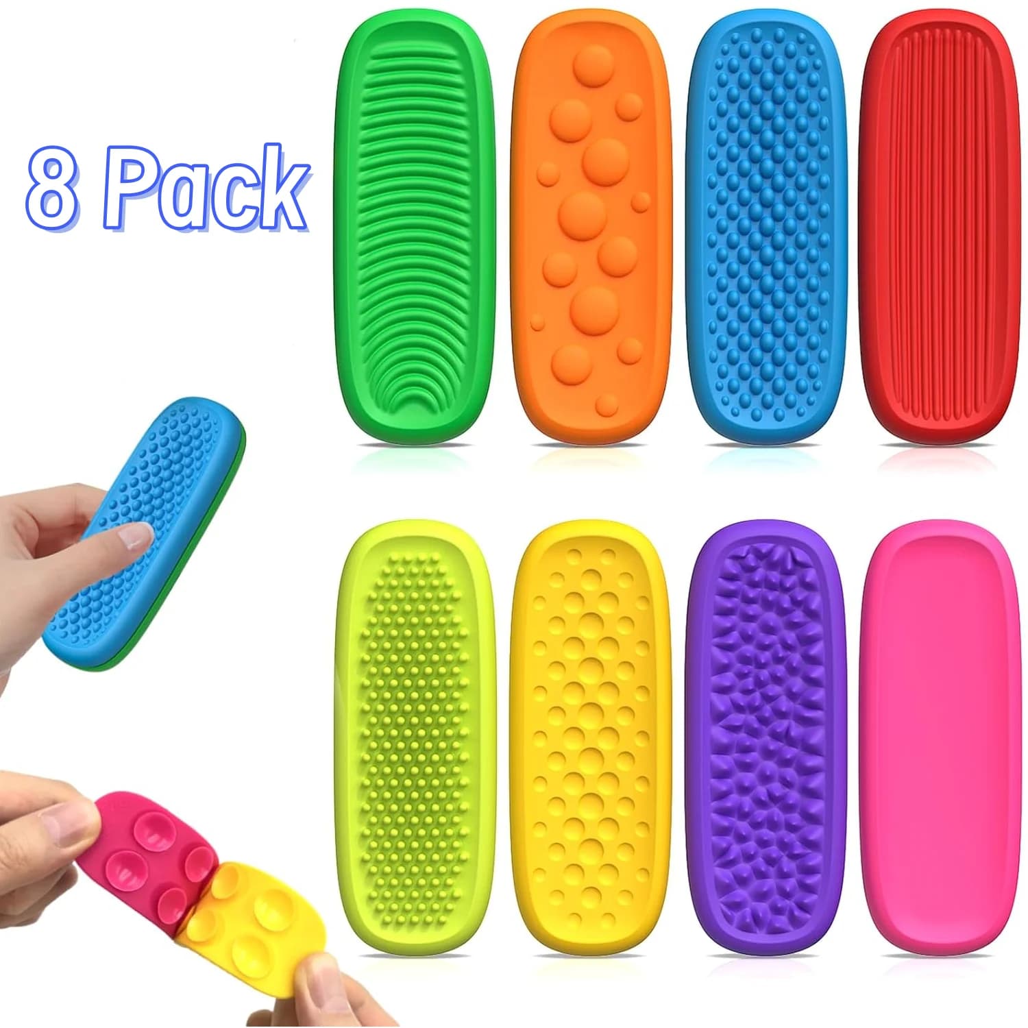 Confezione da 8/16 giocattoli Fidget per bambini strisce calme giocattoli sensoriali per bambini con autismo, giocattoli di aspirazione texture pietra preoccupante per calmarsi