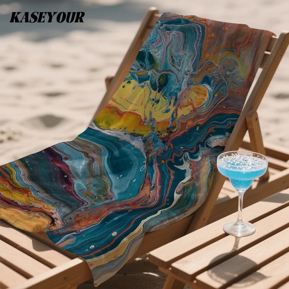 Psychedelic Ocean Swirl Oversized Microfiber Beach Towel Sand Proof Quick Dry, Absorbent for Swimming Pool Travel Camping