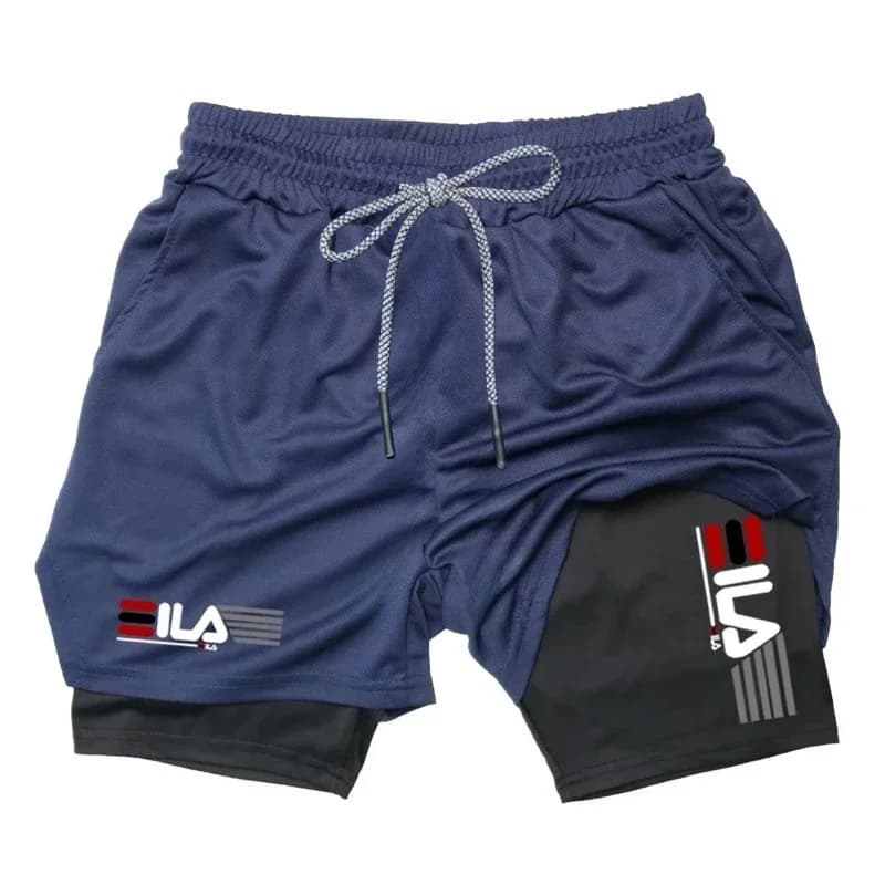 Men's sports shorts, printed sports pants, double-layer, quick drying, basketball, muscle, fitness Sports shorts
