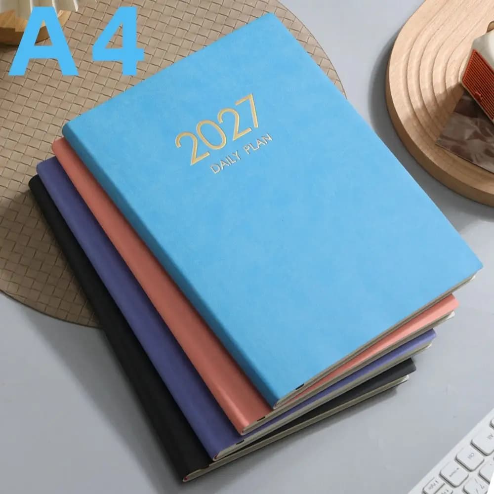 Gifts PU 2027 Daily Planner Hardcover A4 Schedule Planner Lined Pages Hardcover Planner School Study