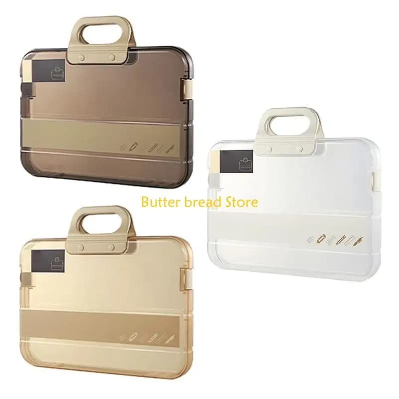 W89C File portatile Box Penny trasparente in plastica per cartella Case con documenti blocco Documenti cartoleria