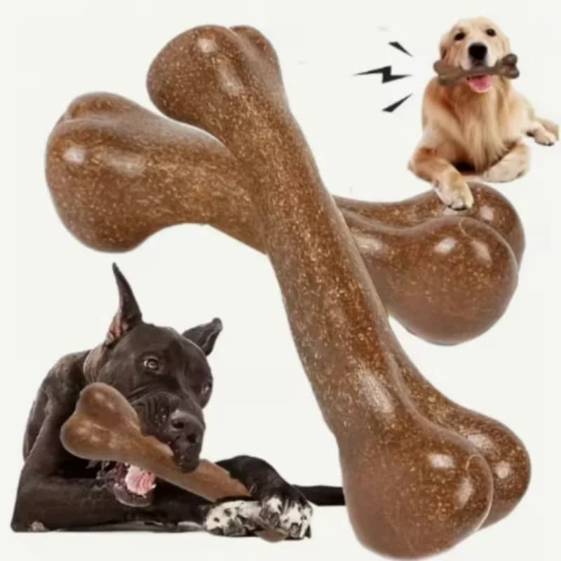Bamboo‑Fiber Natural Non‑Toxic Heavy‑Duty Dog Bone Chew Toy Anti‑Bite Puppy Teething Molar Chewbone Small‑Medium‑Large Dogs