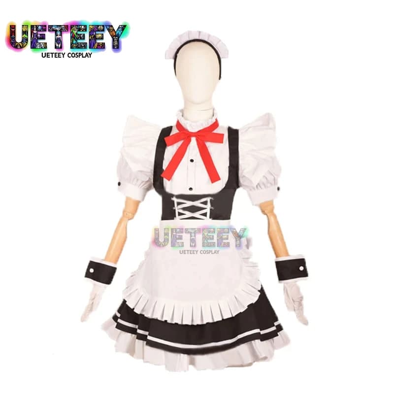 UETEEY Joker Protagonist Futaba Sakura Maid Dress with Socks Cosplay Costume Customized