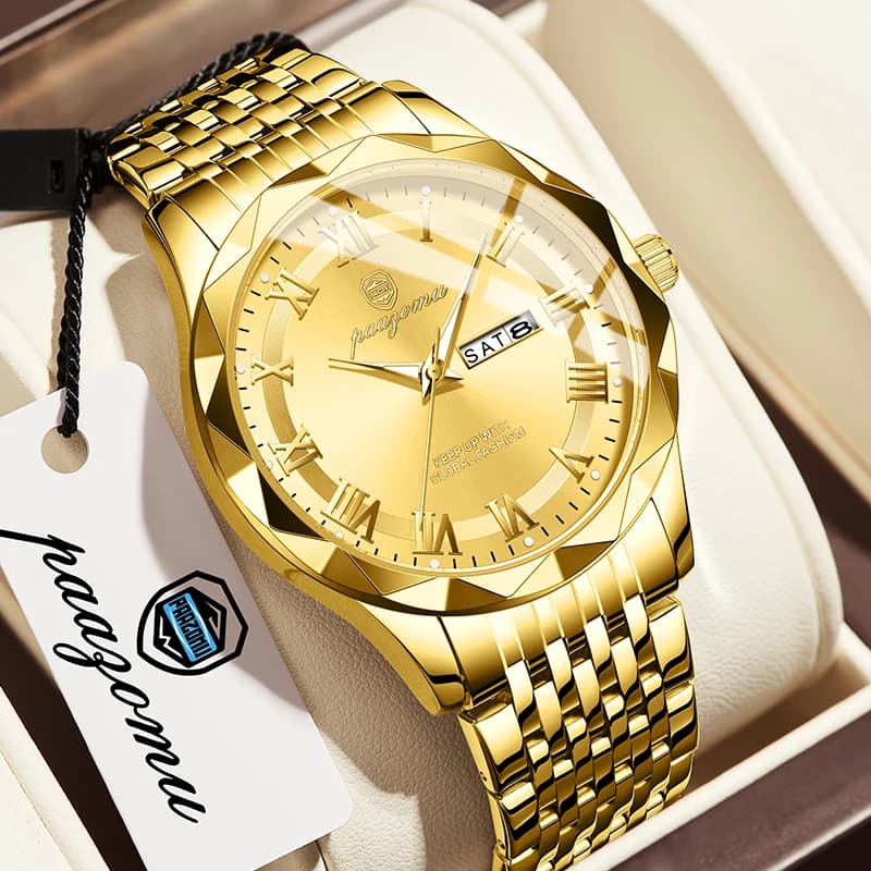 Men's Quartz Watch PAAZOMU, Original Brand, Waterproof, Bright, With Date-Day Display, Reloj for Men