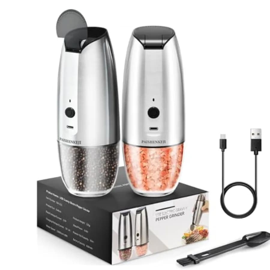 Set Macinapepe e Macinasale Elettrico: Macinatore Automatico di Spezie Ricaricabile USB con Regolazione della Macinatura per Cucina