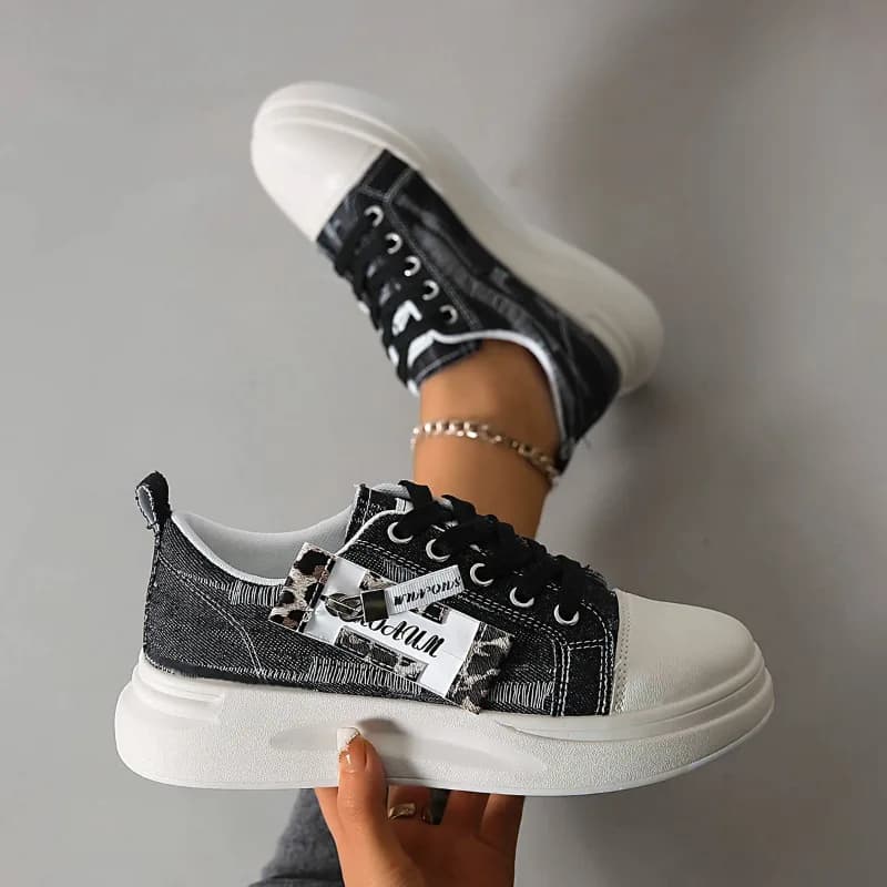 Scarpe Casual da Donna Primaverili con Suola Spessa, Nuove Scarpe Basse in Tela con Lacci, Modello 2026, Traspiranti per Esterni, Scarpe Sportive da Donna