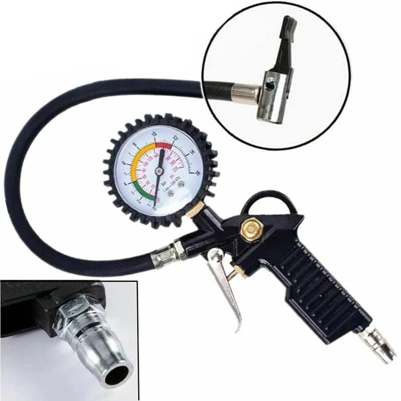 Manometro per pneumatici 3 in 1 per pompe di gonfiaggio SUV per auto moto Strumenti di riparazione pneumatici Tipo di pistola a pressione per compressore d'aria