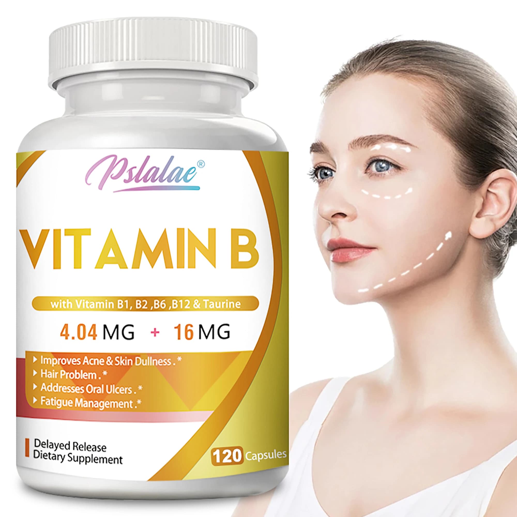 B vitamin capsules - B vitamin supplements, support skin health, promote hair growth and energy metabolism - 120 capsules