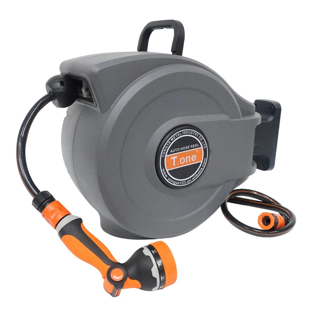 Automatic Retractable Garden Hose Reel Free Locking Free Swivel Wall Mountable Hose Reel Soft PVC Hose