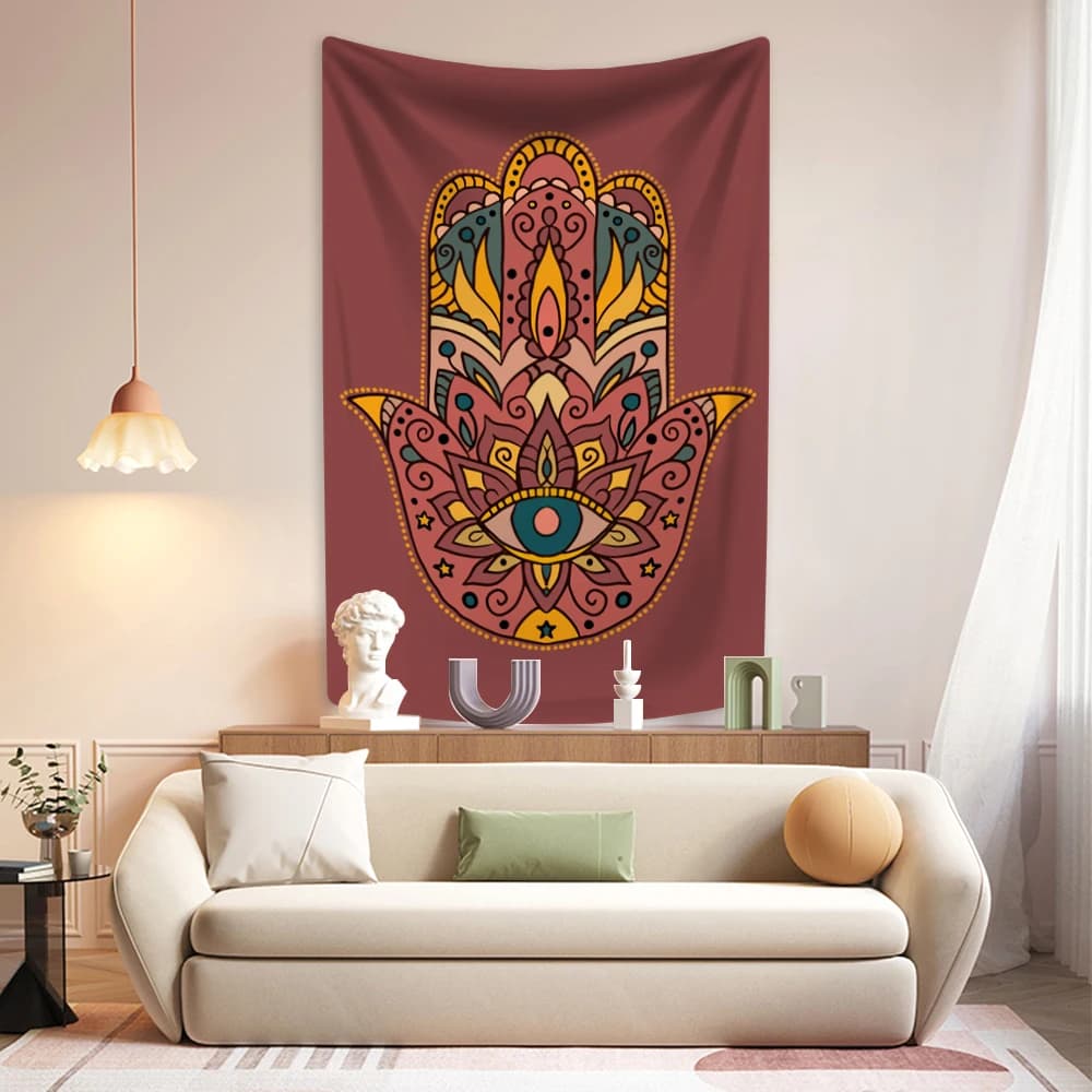 XxDeco Mandala psychedelic tapestrie Hamsa Hand of Fatima Printed Boho Home Decor hanging wall bedroom background cloth Yoga Mat