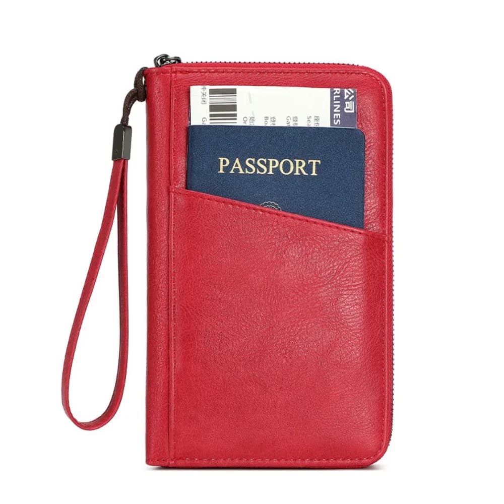 Portafoglio con Clip per Passaporto in Pelle PU, Blocco RFID, Antifurto, Borsa per Documenti di Viaggio, Resistente all'Usura, Impermeabile, Porta Passaporto RFID