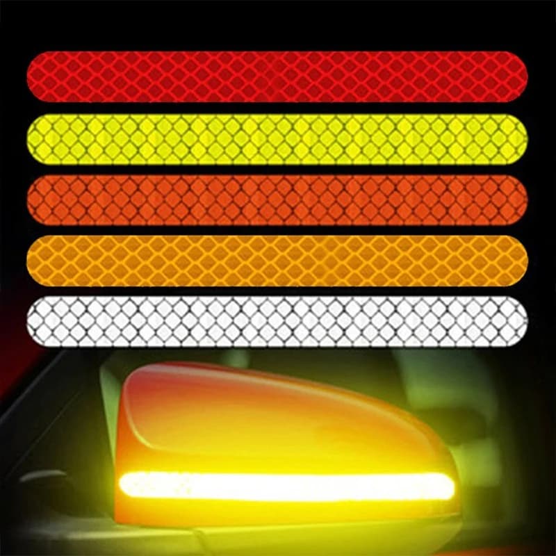 2 pezzi/set adesivi riflettenti per strisce di sicurezza per auto adesivo riflettente per specchietto retrovisore per auto nastro di sicurezza riflettente di avvertimento