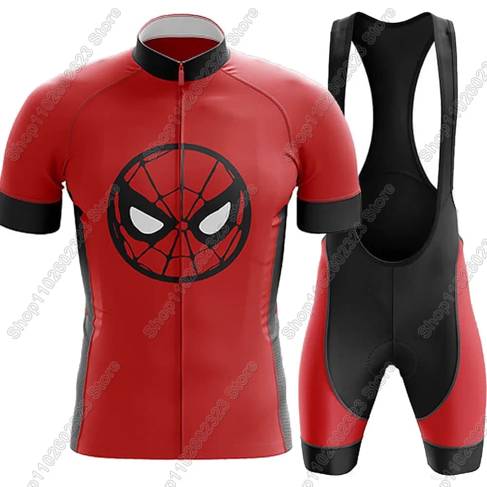 Maglia da ciclismo Spiderful 2025 Set Cartoon Anime Uomo Abbigliamento da bicicletta Camicie da bici da strada Completo da bicicletta Pantaloncini con bretelle MTB Ropa Maillot