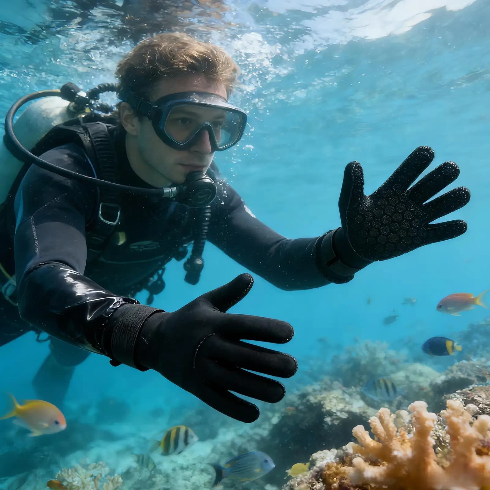 Guanti da Immersione per Adulti 3mm, Guanti Termici per Pesca Subacquea, Antiscivolo per Surf, Nuoto, Kayak, Paddle e Snorkeling