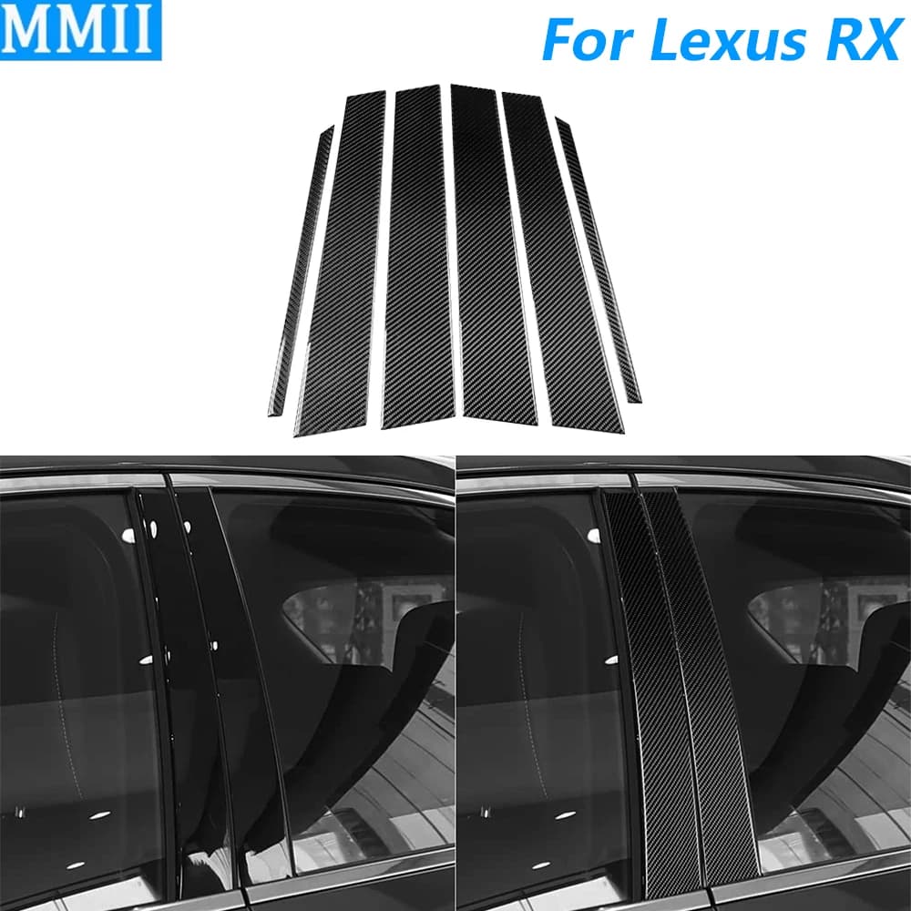 Per Lexus RX RX300 RX350h RX500h 2023-2026 Porta esterna in fibra di carbonio Pilastro B Pannello di copertura Decorazione Accessori auto Adesivo