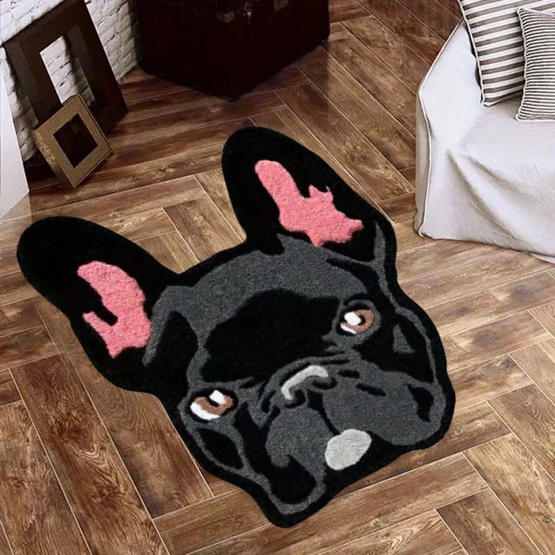 VIKAMA Tappeto in peluche irregolare a forma di cane, lavabile, antiscivolo, creativo, per soggiorno, camera da letto, decorazione per la casa